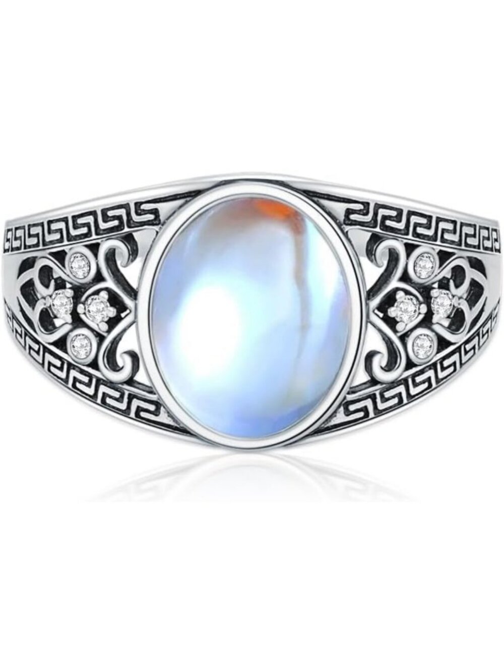 Vintage Moonstone Ring 6-10MM Heart/Round/Oval Cut, 925 Sterling Silver, Retro